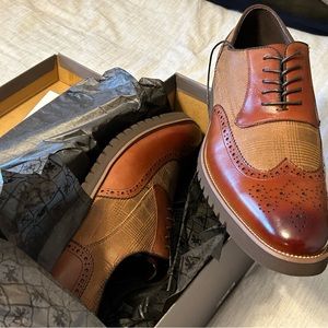 Brown dress shoes and casual rubber soles for comfort